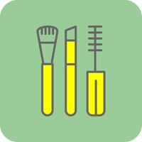 Makeup Brushes Filled Yellow Icon vector