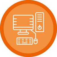 Desktop Computer Line Multi Circle Icon vector