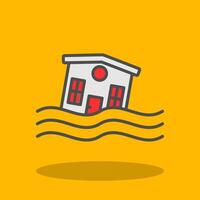 Flooded House Filled Shadow Icon vector