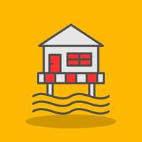 Beach Hut Filled Shadow Icon vector