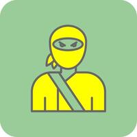 ninja lleno amarillo icono vector