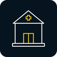 Building Line Red Circle Icon vector