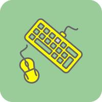 teclado y ratón lleno amarillo icono vector