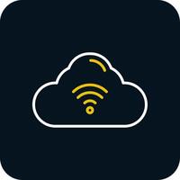 Cloud Line Red Circle Icon vector