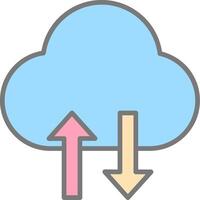 Cloud Data Transfer Line Filled Light Icon vector