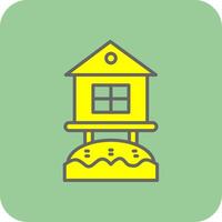 Beach Hut Filled Yellow Icon vector