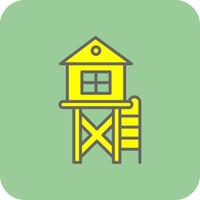 Lifeguard Tower Filled Yellow Icon vector