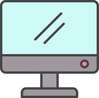 ordenador personal monitor línea lleno ligero icono vector