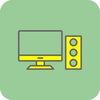 Desktop Computer Filled Yellow Icon vector