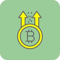 Bitcoin Rise Filled Yellow Icon vector