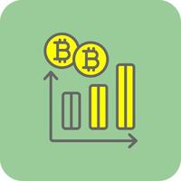 Bitcoin Graph Filled Yellow Icon vector