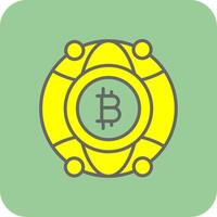 Global Bitcoin Filled Yellow Icon vector