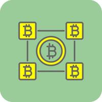 bitcoin bloques lleno amarillo icono vector