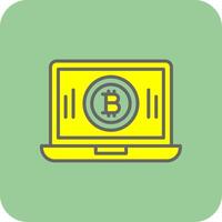 bitcoin minería lleno amarillo icono vector