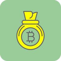 Bitcoin Bag Filled Yellow Icon vector