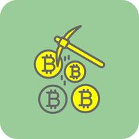 bitcoin minería lleno amarillo icono vector