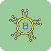 bitcoin red lleno amarillo icono vector