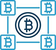 bitcoin bloques línea azul dos color icono vector