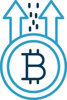 Bitcoin Rise Line Blue Two Color Icon vector