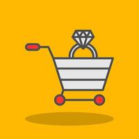 Shopping Cart Filled Shadow Icon vector