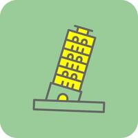 Pisa Tower Filled Yellow Icon vector