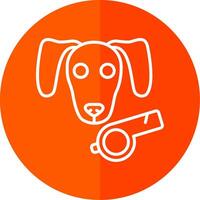 perro línea rojo circulo icono vector