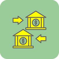 Bank to Bank Filled Yellow Icon vector