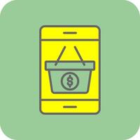 móvil compras lleno amarillo icono vector