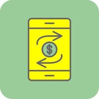 Mobile Transaction Filled Yellow Icon vector