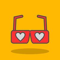 Heart Glasses Filled Shadow Icon vector