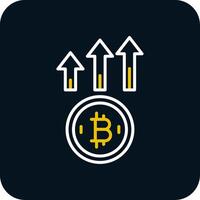 Bitcoin Up Line Red Circle Icon vector