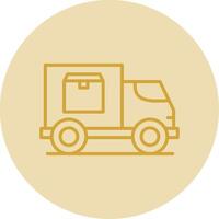 Delivery Truck Line Yellow Circle Icon vector