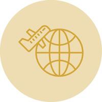 Worldwide Shipping Line Yellow Circle Icon vector