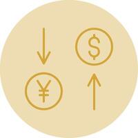 Exchange Rate Line Yellow Circle Icon vector