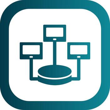 repartido base de datos glifo degradado esquina icono vector