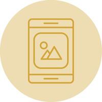 Mobile App Line Yellow Circle Icon vector