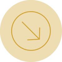 Down Right Arrow Line Yellow Circle Icon vector