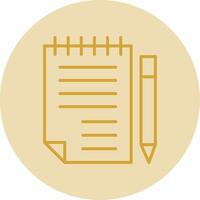Note Pad Line Yellow Circle Icon vector