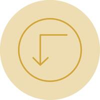 Turn Down Line Yellow Circle Icon vector