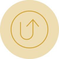 U Turn Line Yellow Circle Icon vector