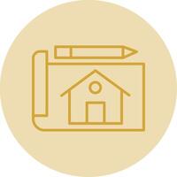 Blueprint Line Yellow Circle Icon vector