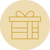 Gift Box Line Yellow Circle Icon vector