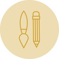 Writing Tool Line Yellow Circle Icon vector