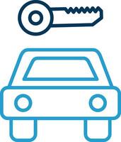 Car Rental Line Blue Two Color Icon vector