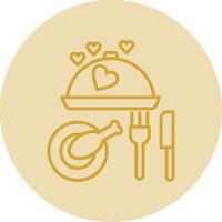 Dinner Line Yellow Circle Icon vector
