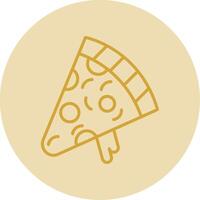 Pizza Slice Line Yellow Circle Icon vector