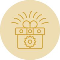 Gift Box Line Yellow Circle Icon vector