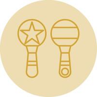 Maracas Line Yellow Circle Icon vector