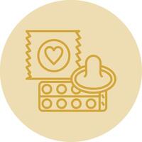 Condom Line Yellow Circle Icon vector