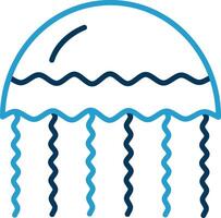 Jellyfish Line Blue Two Color Icon vector